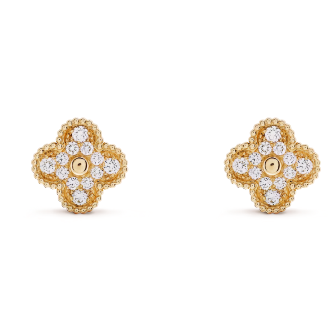 QUADRIFOGLIO ORECCHINI | DIAMANTE ORO