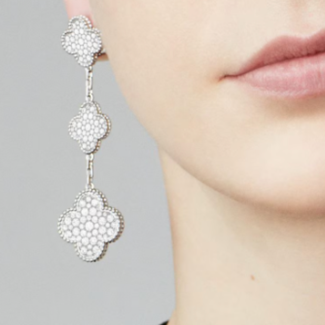 QUADRIFOGLIO DREIER ORECCHINI | DIAMANTE ARGENTO