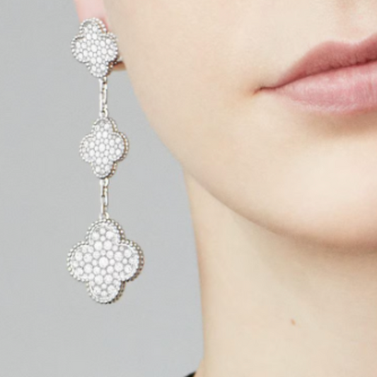 QUADRIFOGLIO DREIER ORECCHINI | DIAMANTE ARGENTO