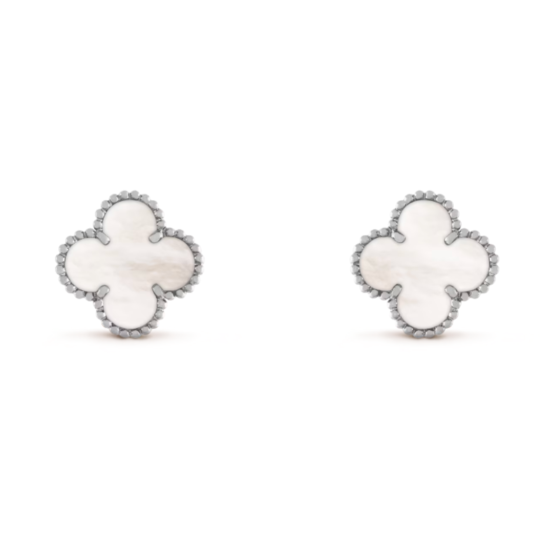QUADRIFOGLIO ORECCHINI | BIANCO ARGENTO