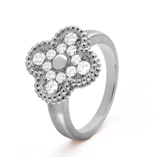 QUADRIFOGLIO ANELLO DELUXE | DIAMANTE ARGENTO