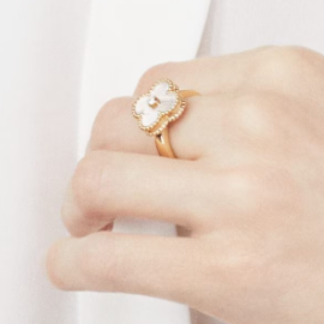 QUADRIFOGLIO ANELLO | ORO BIANCO