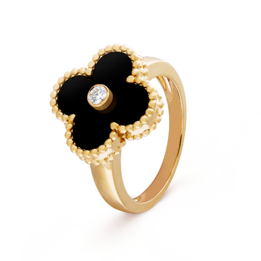QUADRIFOGLIO ANELLO | ORO NERO