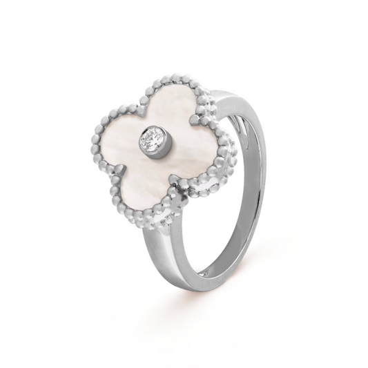 QUADRIFOGLIO ANELLO | ARGENTO BIANCO
