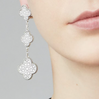 QUADRIFOGLIO DREIER ORECCHINI | DIAMANTE ARGENTO