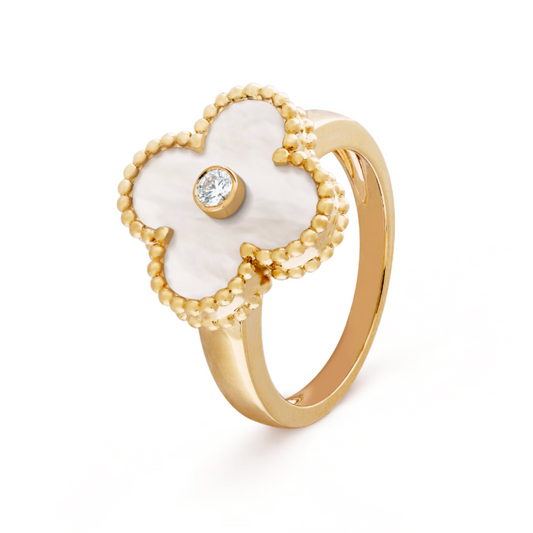 QUADRIFOGLIO ANELLO | ORO BIANCO