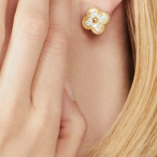 QUADRIFOGLIO ORECCHINI | DIAMANTE ORO