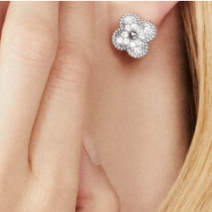 QUADRIFOGLIO ORECCHINI | DIAMANTE ARGENTO